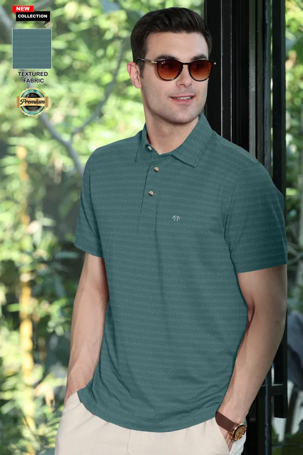 Green_Polyester_Half_Sleeve_Regular_Textured_T_Shirt_For_Men