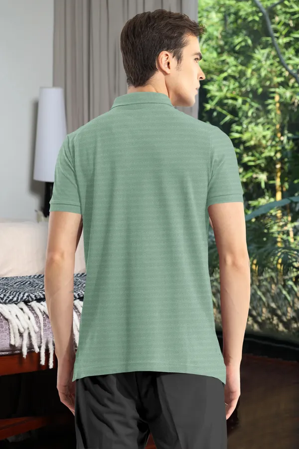 Light_Green_Polyester_Half_Sleeve_Polo_Neck_Self_Design__Print_T_Shirt_For_Men