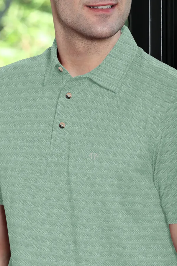Light_Green_Polyester_Half_Sleeve_Polo_Neck_Self_Design__Print_T_Shirt_For_Men