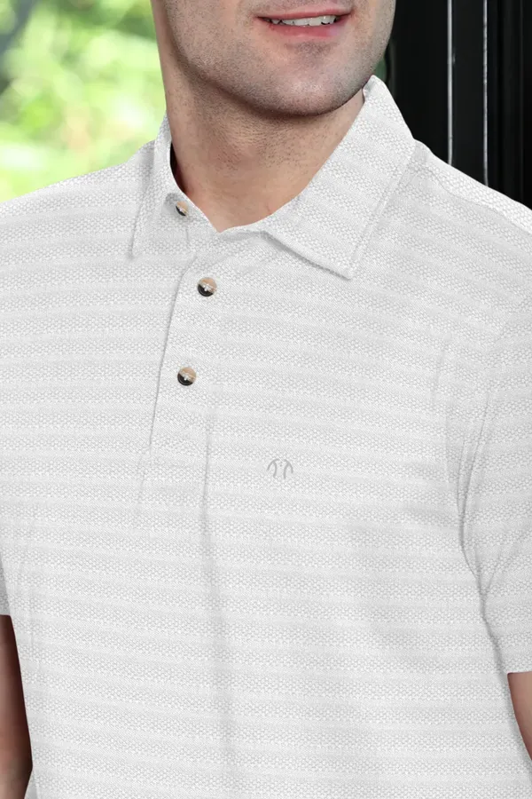 White_Polyester_Half_Sleeve_Polo_Neck_Self_Design__Print_T_Shirt_For_Men