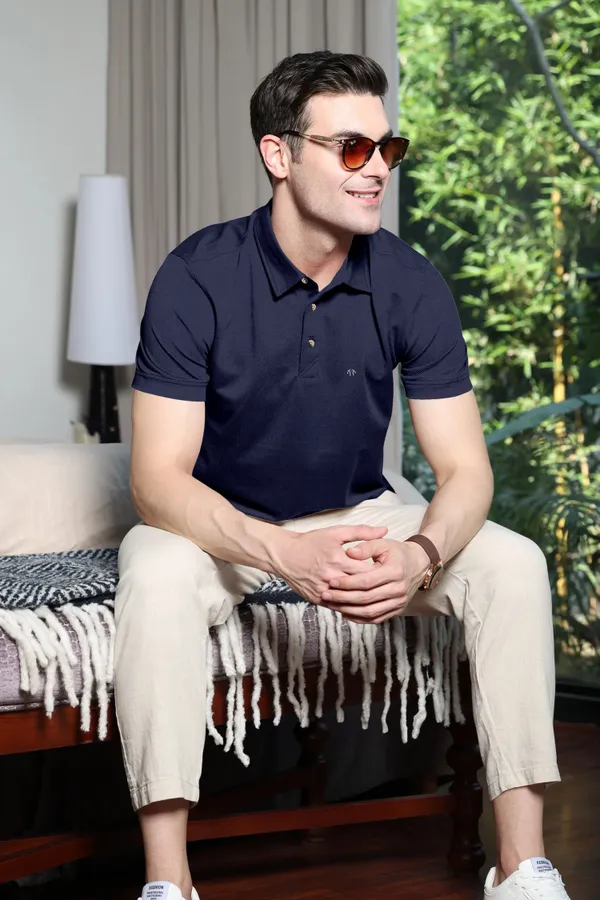 Dark_Blue_Polyester_Half_Sleeve_Regular_Textured_T_Shirt_For_Men