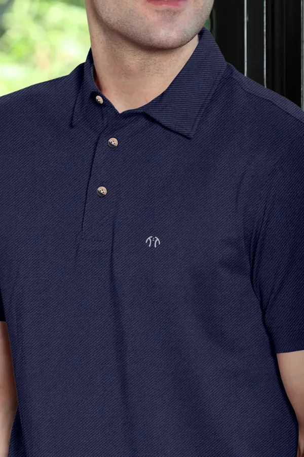 Dark_Blue_Polyester_Half_Sleeve_Regular_Textured_T_Shirt_For_Men