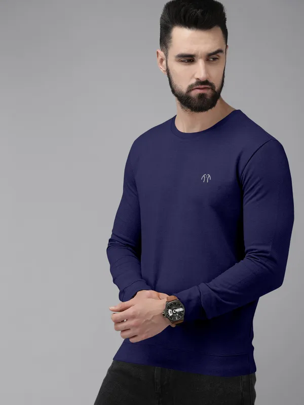 Dark_Blue_Cotton_Blend_Full_Sleeve_Round_Neck_Solid_T_Shirt_For_Men_Pack_Of_1