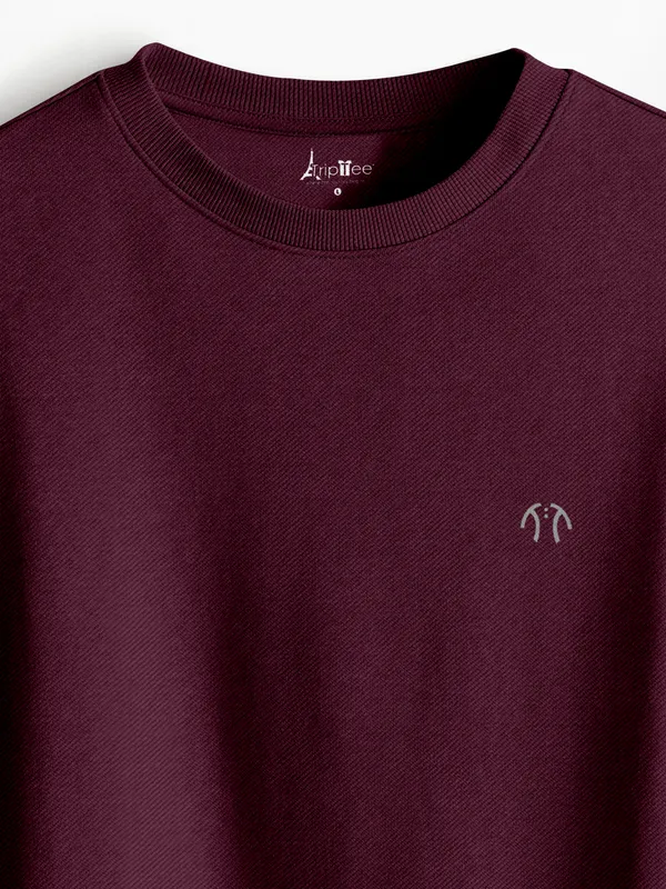 Maroon_Cotton_Blend_Full_Sleeve_Round_Neck_Solid_T_Shirt_For_Men_Pack_Of_1