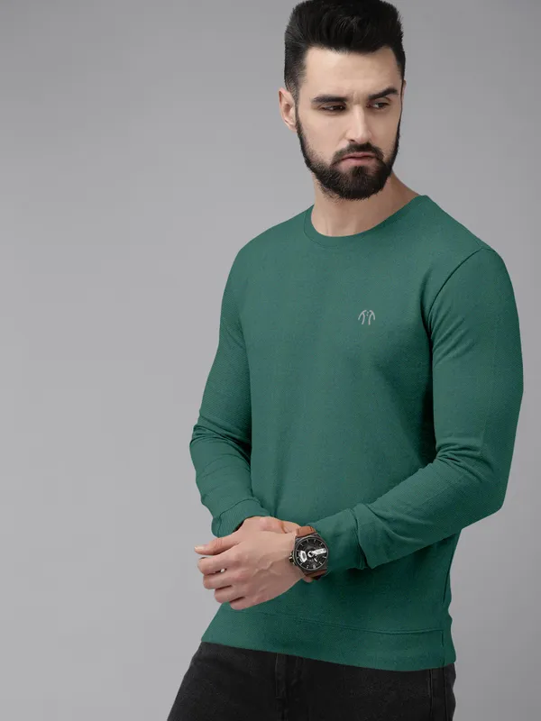 Green_Cotton_Blend_Full_Sleeve_Round_Neck_Solid_T_Shirt_For_Men_Pack_Of_1