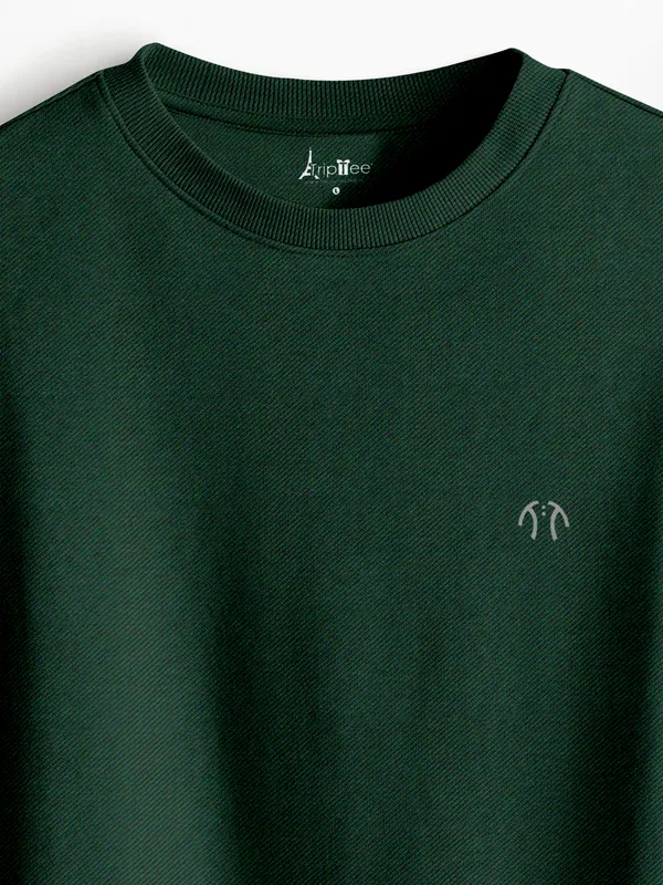 Dark_Green_Cotton_Blend_Full_Sleeve_Round_Neck_Solid_T_Shirt_For_Men_Pack_Of_1