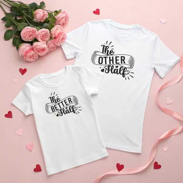 White_Pure_Cotton_Half_Sleeve_Round_Neck_Printed_T_Shirt_For_Couple_Pack_Of_2