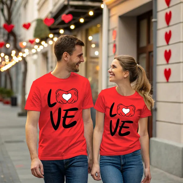 Red_Pure_Cotton_Half_Sleeve_Round_Neck_Printed_T_Shirt_For_Couple_Pack_Of_2