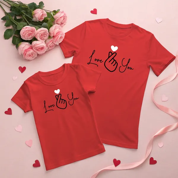 Red_Pure_Cotton_Half_Sleeve_Round_Neck_Printed_T_Shirt_For_Couple_Pack_Of_2