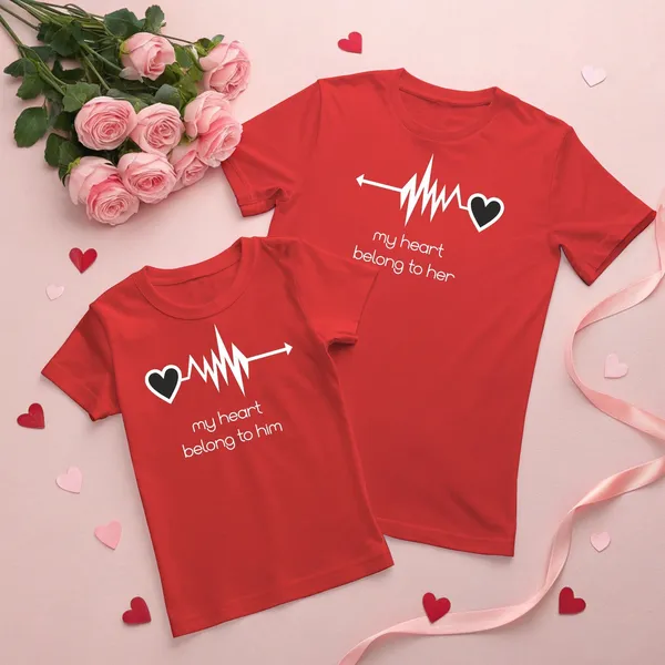 Red_Pure_Cotton_Half_Sleeve_Round_Neck_Printed_T_Shirt_For_Couple_Pack_Of_2