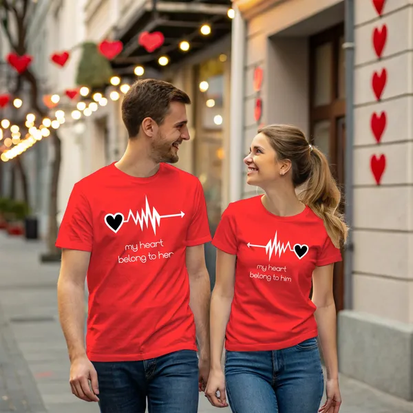 Red_Pure_Cotton_Half_Sleeve_Round_Neck_Printed_T_Shirt_For_Couple_Pack_Of_2