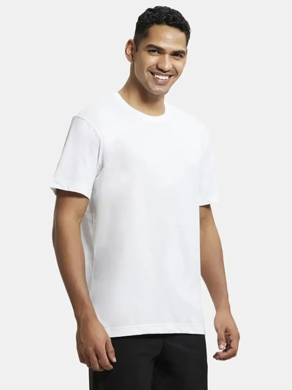White_Pure_Cotton_Half_Sleeve_Regular_Solid_T_ShirtFor_Men