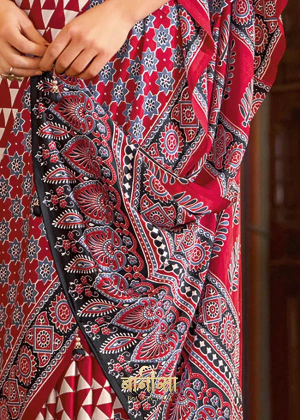 Red_Ajrakh_Printed_Satin_Crepe_Saree