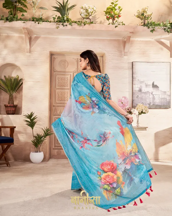 SKY_BLUE_FLORAL_CHANDERI_COTTON_KATHA_&_SEQUENCE_WORK_PRINTED_SAREE_WITH_MATCHED_UNSTTICHED_BLOUSE
