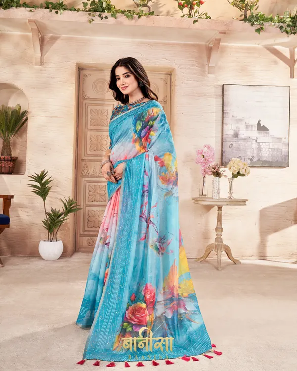 SKY_BLUE_FLORAL_CHANDERI_COTTON_KATHA_&_SEQUENCE_WORK_PRINTED_SAREE_WITH_MATCHED_UNSTTICHED_BLOUSE