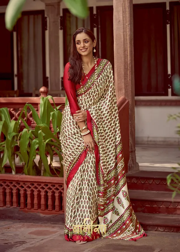 Maroon_Ajrakh_Printed_Satin_Crepe_Saree_With_Matched_Unsttiched_Blouse