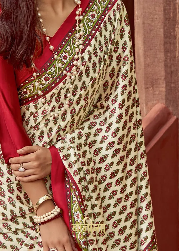 Maroon_Ajrakh_Printed_Satin_Crepe_Saree_With_Matched_Unsttiched_Blouse