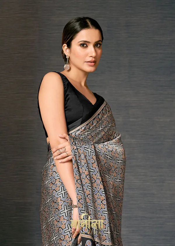 Grey_Ajrakh_Printed_Satin_Crepe_Saree