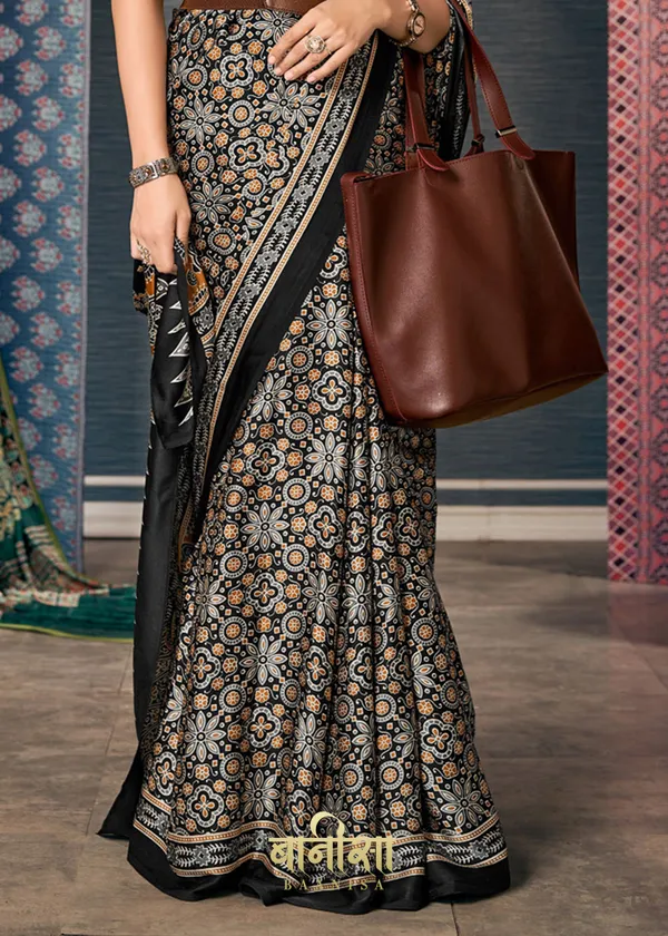 Coffe__Ajrakh_Printed_Satin_Crepe_Saree