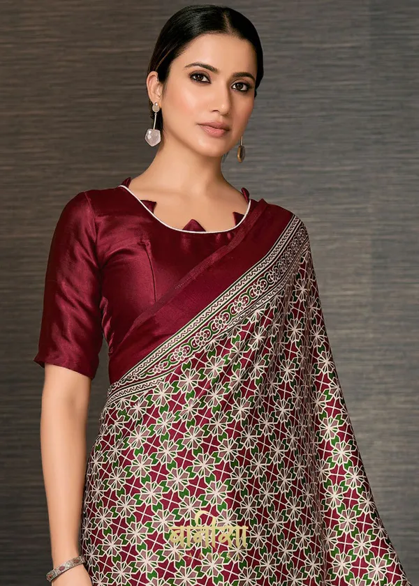 Wine_Ajrakh_Printed_Satin_Crepe_Saree