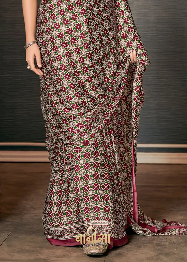 Wine_Ajrakh_Printed_Satin_Crepe_Saree