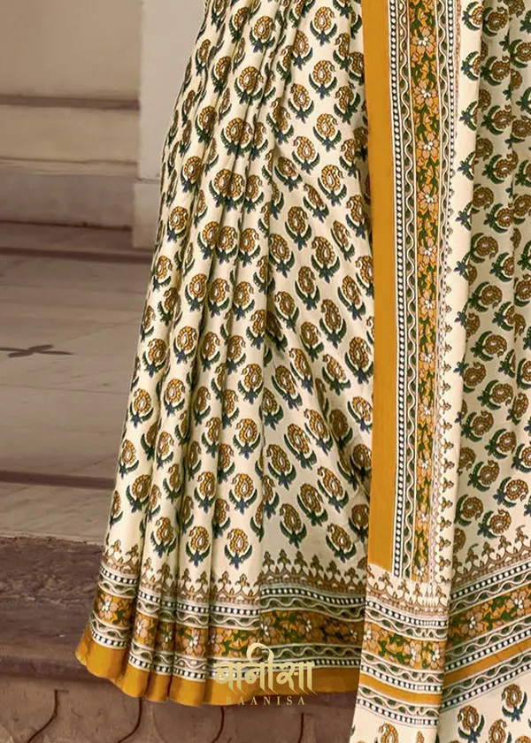 Mustered_Ajrakh_Printed_Satin_Crepe_Saree_With_Matched_Unsttiched_Blouse