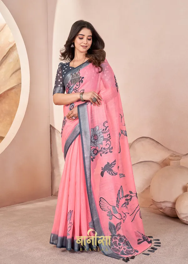 Blush_Pink_Digital_Print_Cotton_Linen_Saree_With_Matched_Unsttiched_Blouse