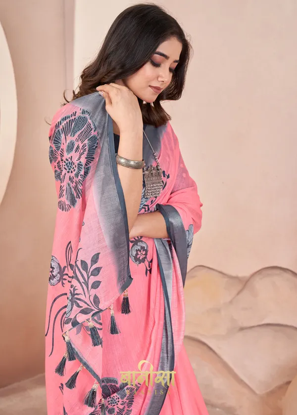 Blush_Pink_Digital_Print_Cotton_Linen_Saree_With_Matched_Unsttiched_Blouse