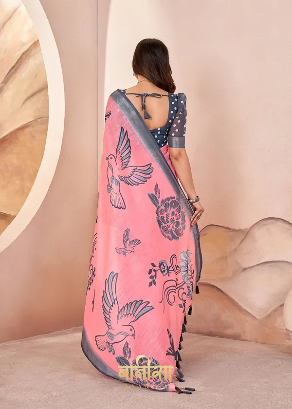 Blush_Pink_Digital_Print_Cotton_Linen_Saree_With_Matched_Unsttiched_Blouse