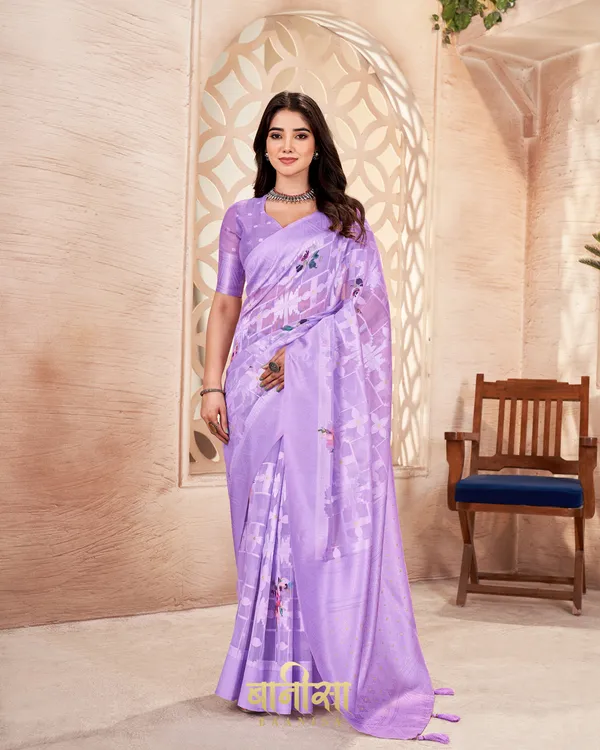 LAWENDER_LUCKNOWI_JACQUARD_WEAVING_SAREE_WITH_MATCHED_UNSTTICHED_BLOUSE