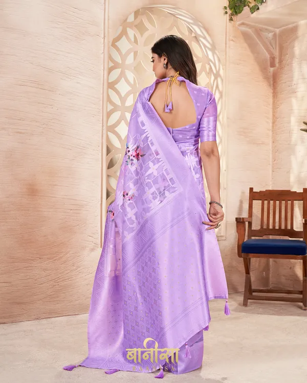 LAWENDER_LUCKNOWI_JACQUARD_WEAVING_SAREE_WITH_MATCHED_UNSTTICHED_BLOUSE