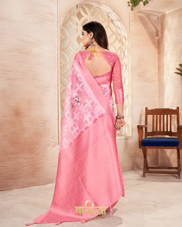 PEACH_LUCKNOWI_JACQUARD_WEAVING_SAREE_WITH_MATCHED_UNSTTICHED_BLOUSE