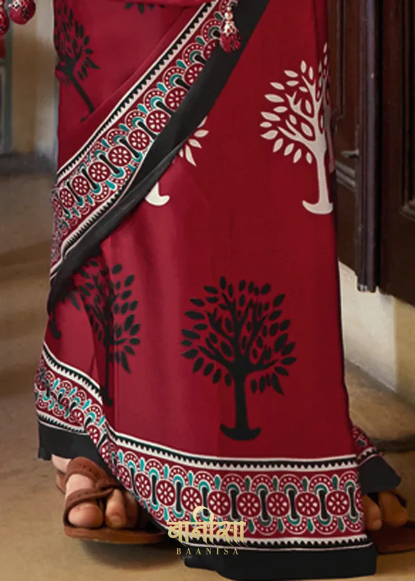Maroon__Ajrakh_Printed_Satin_Crepe_Saree