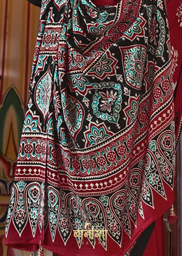 Maroon__Ajrakh_Printed_Satin_Crepe_Saree