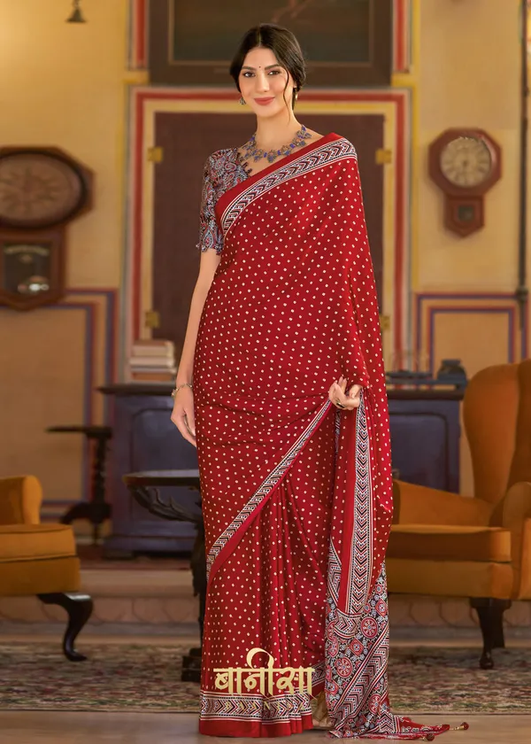 Red_Ajrakh_Printed_Satin_Crepe_Saree