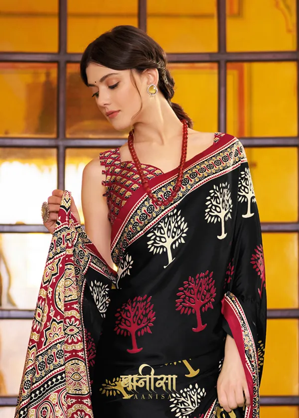 Maroon__Ajrakh_Printed_Satin_Crepe_Saree