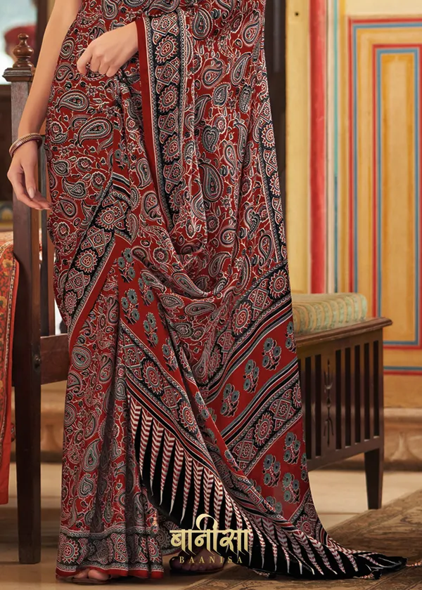 Maroon__Ajrakh_Printed_Satin_Crepe_Saree