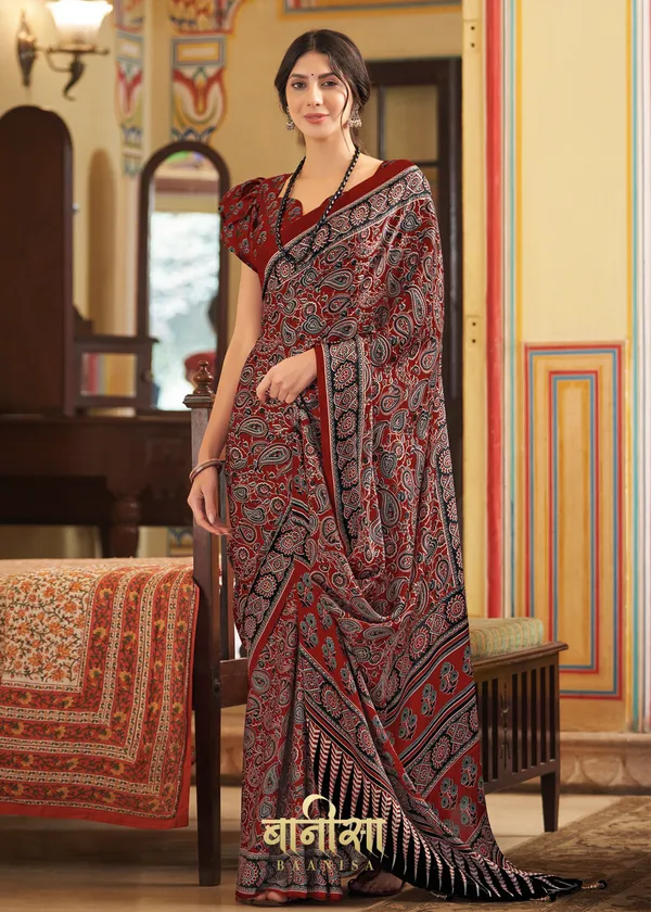 Maroon__Ajrakh_Printed_Satin_Crepe_Saree