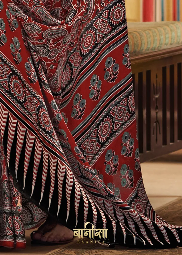 Maroon__Ajrakh_Printed_Satin_Crepe_Saree