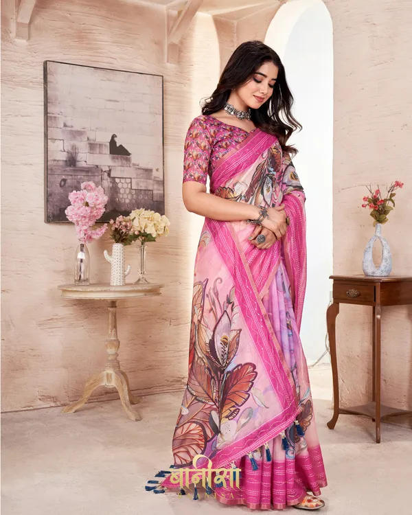 MULTICOLOUR_FLORAL_CHANDERI_COTTON_KATHA_&_SEQUENCE_WORK_WORK_PRINTED_SAREE_WITH_MATCHED_UNSTTICHED_BLOUSE
