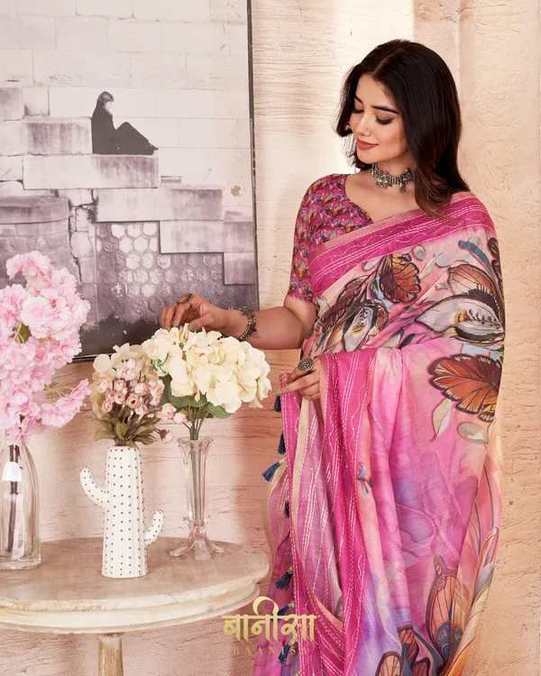 MULTICOLOUR_FLORAL_CHANDERI_COTTON_KATHA_&_SEQUENCE_WORK_WORK_PRINTED_SAREE_WITH_MATCHED_UNSTTICHED_BLOUSE