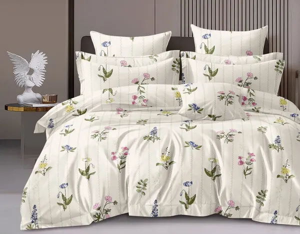 King_Size_108x108_Bedsheet_Glace_Cotton_Double_bed_|_2_Pillow_Covers