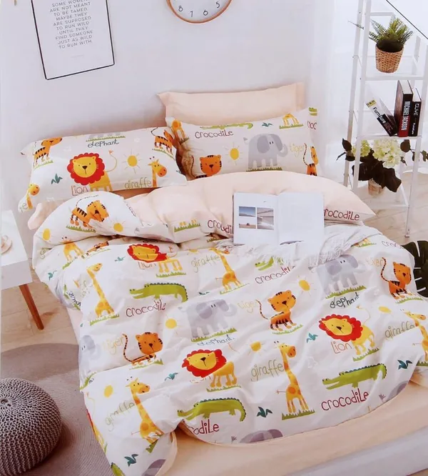 Crocodile_Animal_Cartoon_Print_BedSheet_Double_Bed_With_2_Pillow_Covers