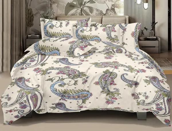 King_Size_108x108_Bedsheet_Glace_Cotton_Double_bed_|_2_Pillow_Covers
