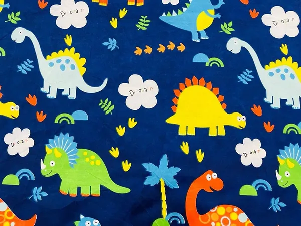 Dinosaur_Blue_Kids_Cartoon_Print_BedSheet_Double_Bed_With_2_Pillow_Covers