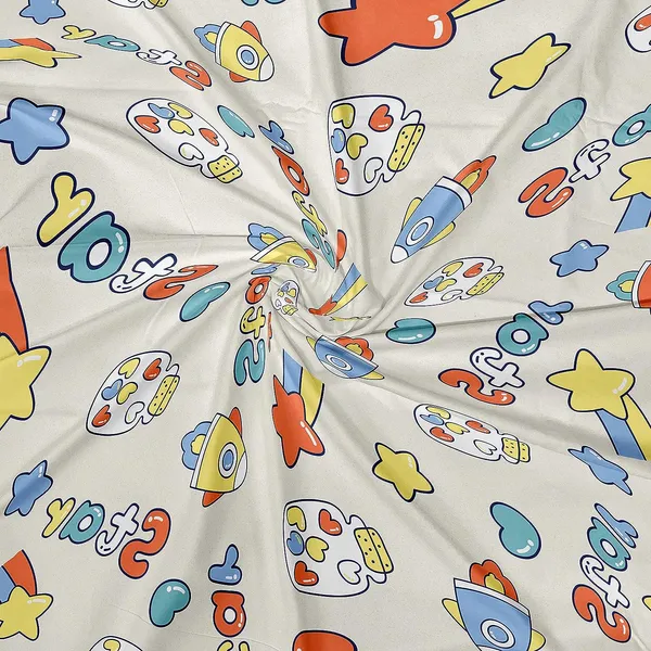 Stars_Spaceship_Kids_Cartoon_Print_BedSheet_Double_Bed_With_2_Pillow_Covers