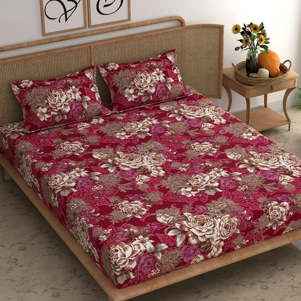 Marron_Glace_Cotton_Bedsheet_|_Super_King_Size_|_With_2_Pillow_Covers_|_108X118_Inch|_240_TC