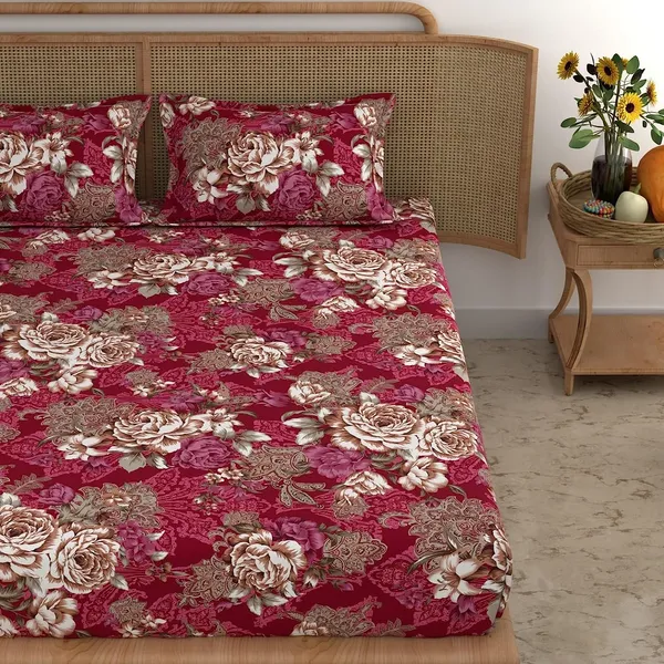 Marron_Glace_Cotton_Bedsheet_|_Super_King_Size_|_With_2_Pillow_Covers_|_108X118_Inch|_240_TC