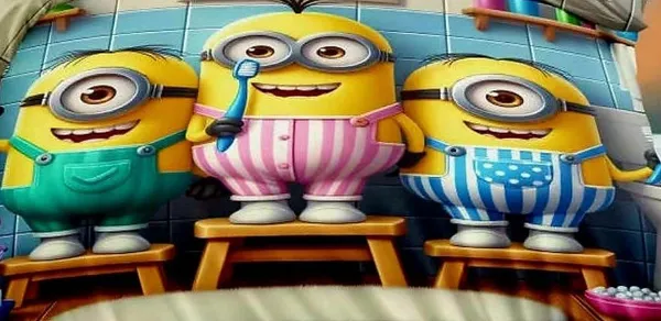 Kids_Cartoon_Minion_Print_Bedsheet_Double_Bed_with_2_Pillow_Covers