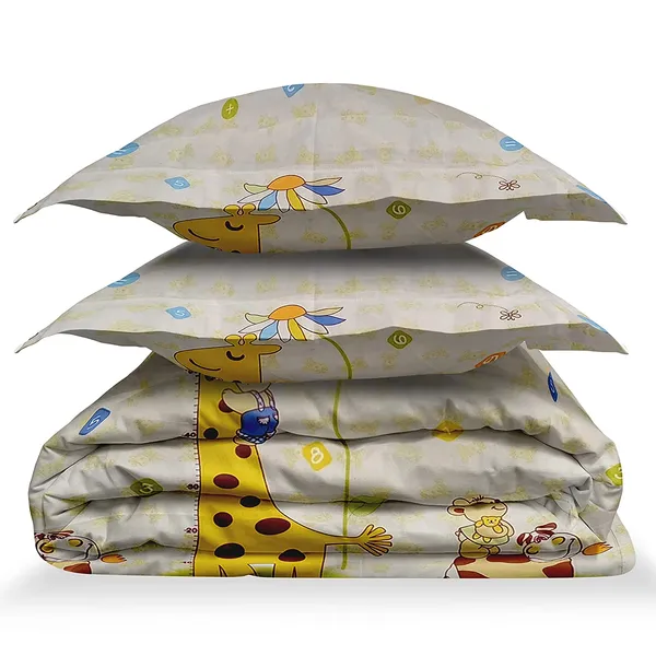 Yellow_Giraffe_Animal_Kids_Cartoon_Print_BedSheet_Double_Bed_With_2_Pillow_Covers